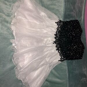 Blondie Nites Kids Dress with Black Embellished Bodice and White Skirt